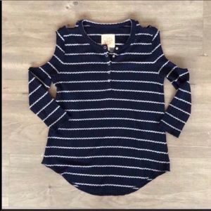 Chaser Striped Cold Shoulder Shirt